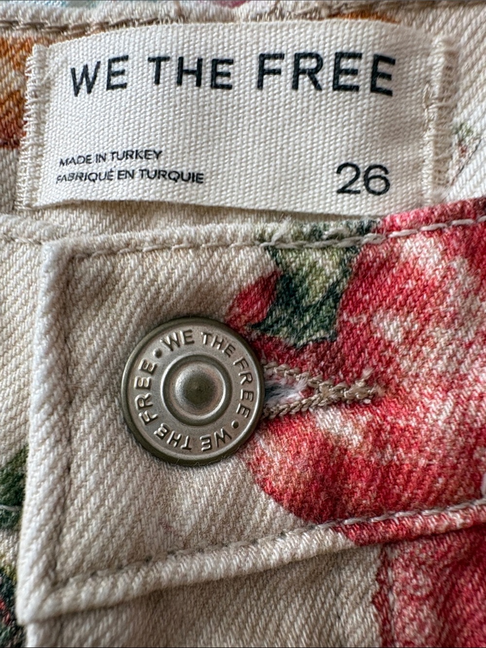 We The Free Cream Denim Wide-Leg Jeans with Vegetable Motif View 4